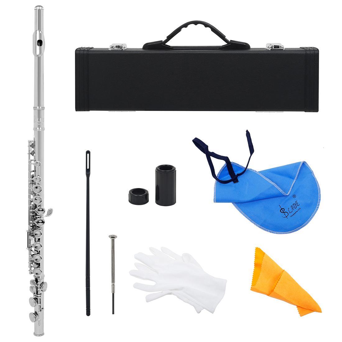 16 Hole Flute, C Key Flute with Accessories, Musical Instrument for Beginners, Woodwind Instrument for Home School Office
