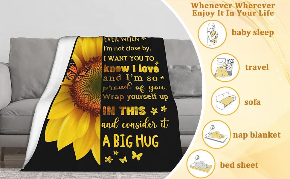 SoftHaven Sunflower Gifts for Daughter, Birthday Gift for Daughter from Mom Dad, to My Daughters Blanket, Inspirational Gift for Women 50" x 60" snuggly  blankets