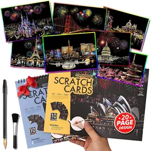 Scratch Art Book(A4-20Page) for Adults & Teens – ASMR Stress-Relieving Scratch Off Art | Paint by Scratch Kit Set | Travel Landmarks & Engraving Art | Creative Gift for Adults (Rainbow City Series)
