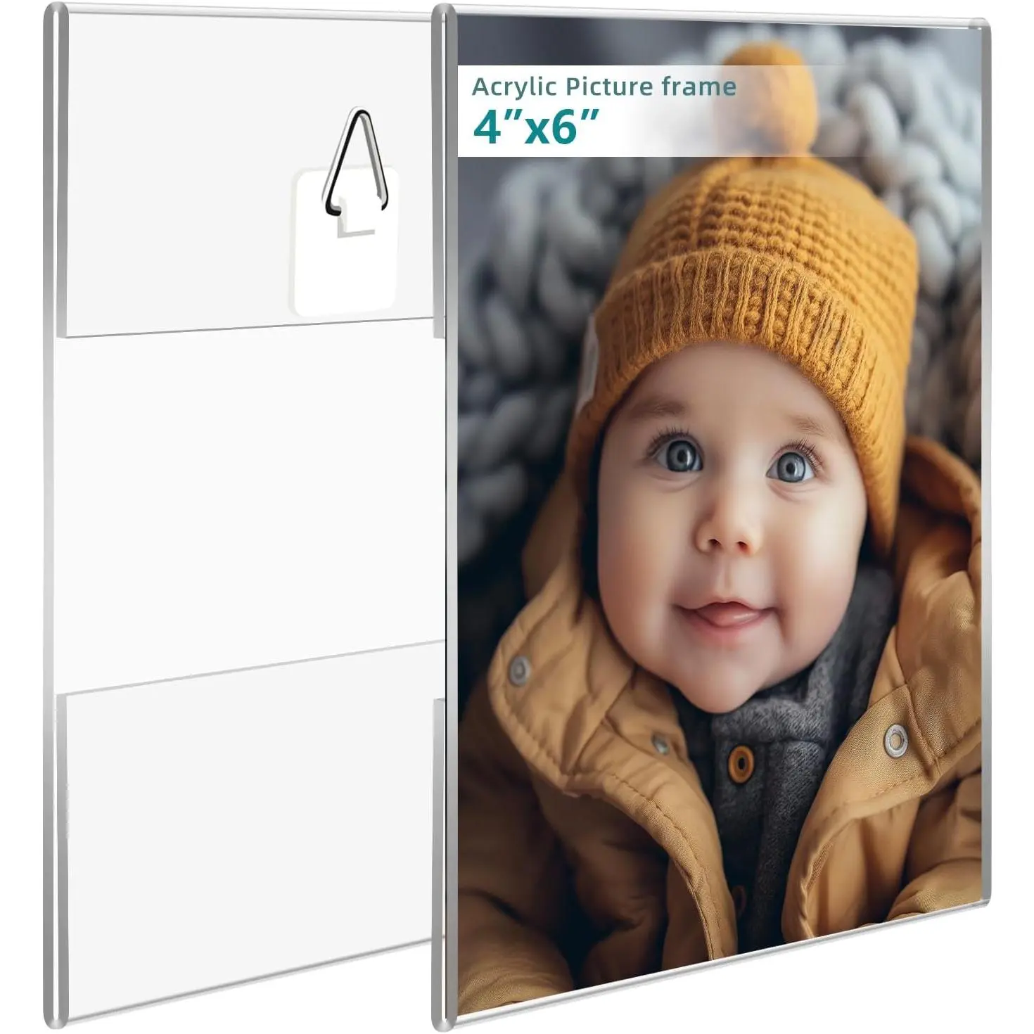 4x6 Picture Frame set of 2 pack  Frames - Transparent 8x10 Clear Wall Frames  Vertical, Frameless Frame Various Decorative Style