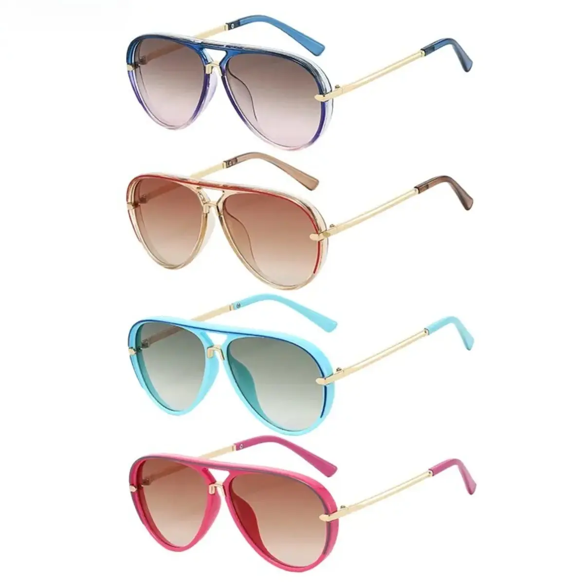 Aviator Sunglasses 4-Pack, Unisex Retro Metal Frame with Gradient Lenses, Stylish Durable Shades for Driving & Travel, Durable Sunglasses, Fashionable Multifunctional Shades, Vintage Trendy Sunglasses, Trendy Styling Sunglasses, Fashionable Sunglasses