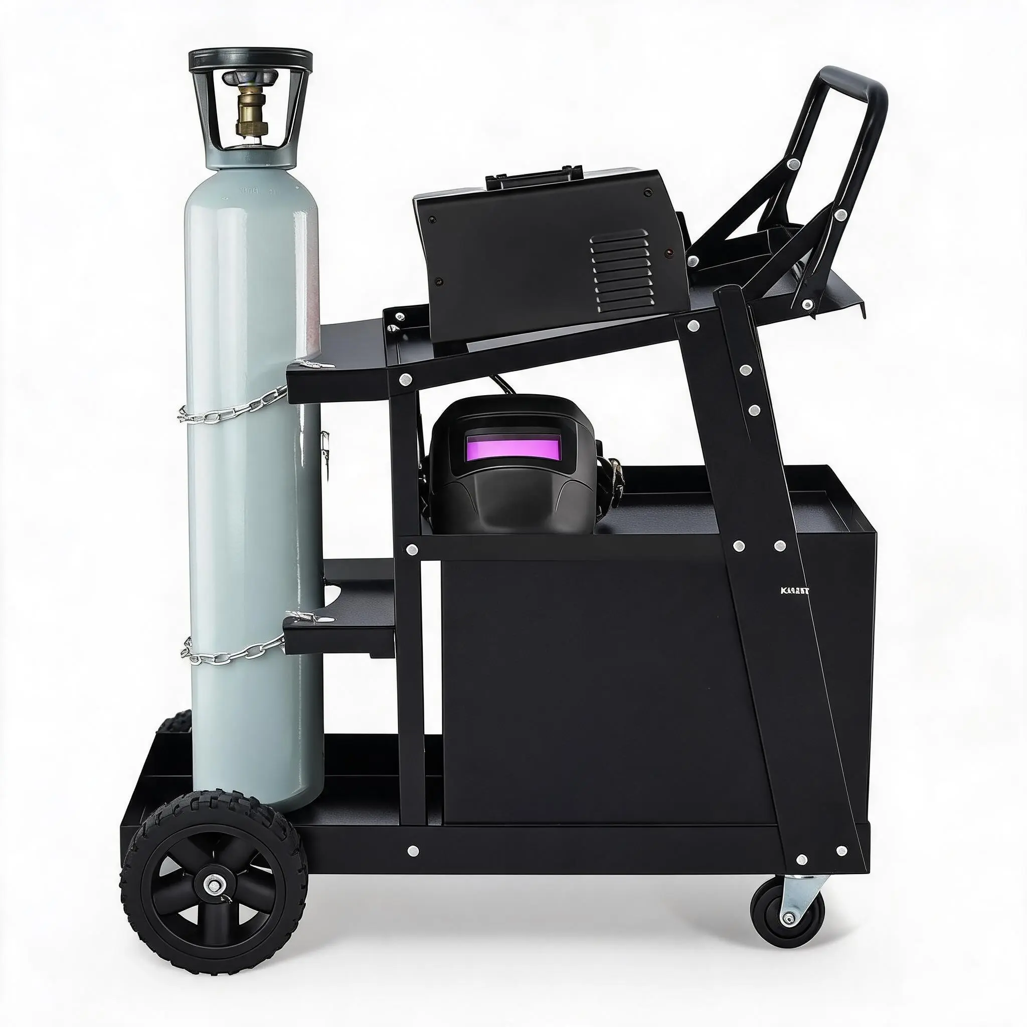3-Tier Heavy Duty Welding Cart – 4 Drawers, Industrial Steel Frame, Tank Storage, Dual Chains – 270lbs Static/230 lbs Dynamic Capacity, Smooth Wheels