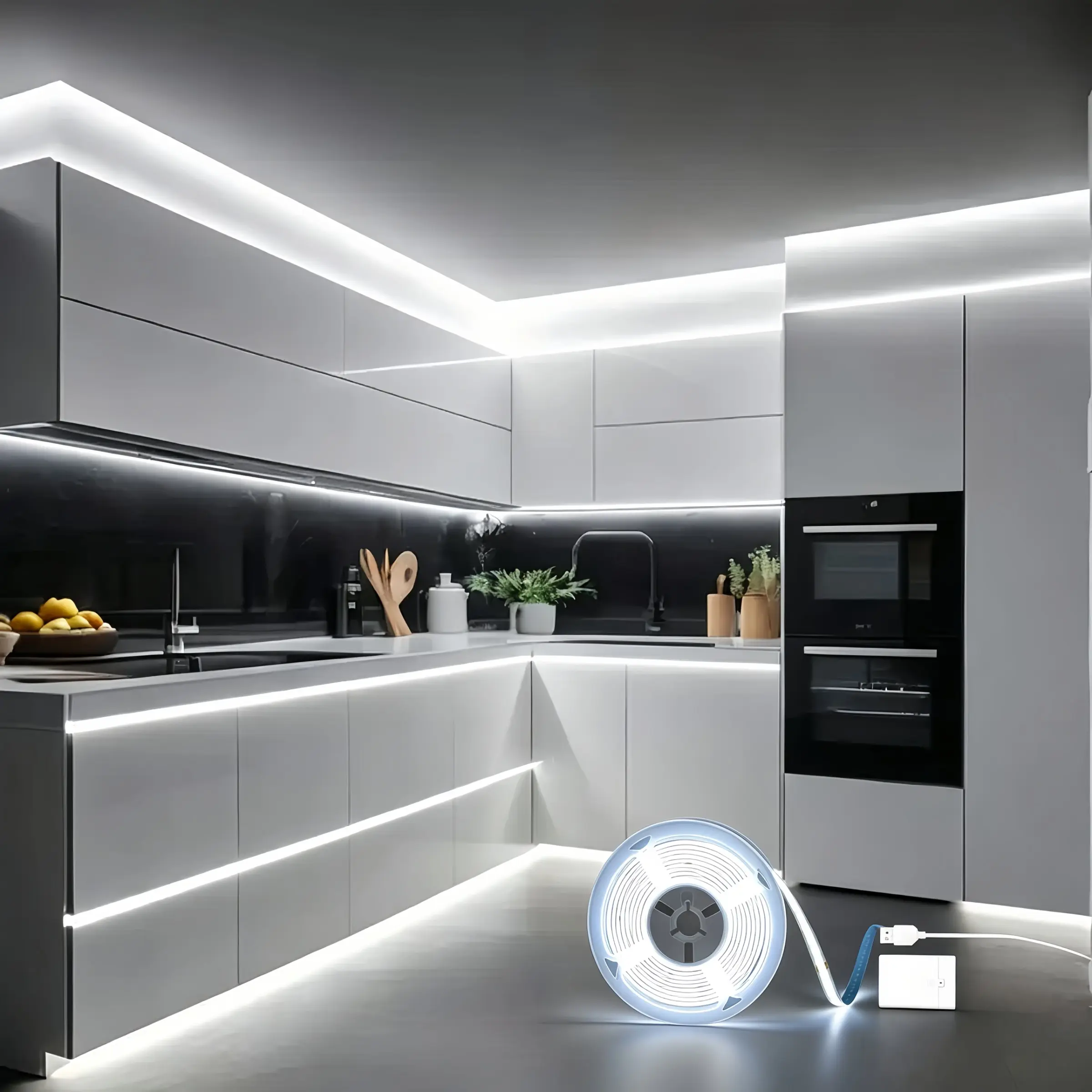 High Density COB LED Strip Light, Flexible Cuttable Warm String Lights, Easy Install Back Adhesive, USB or Battery Powered