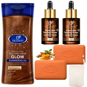 Body oil+turmeric soap+foaming net+sun free tanning essence set gift skin care moisturizing tanning essence bronze wheat skin beauty bath soap deep cleaning suitable for all skin men and women travel portable TO Body, Face, Hand,Foot Hydrating