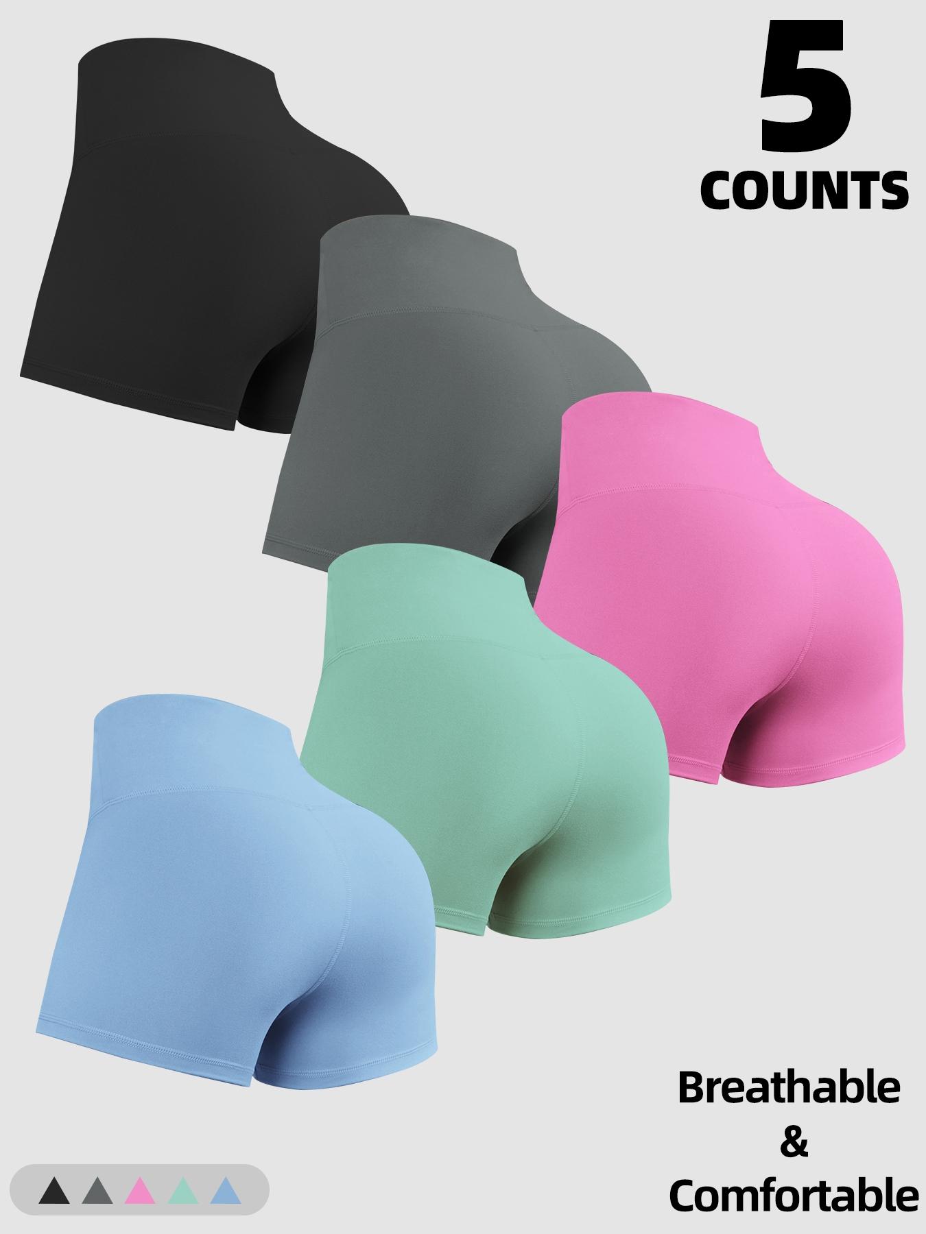 Women's Solid Color Gym Shorts, Breathable Comfortable High Stretch Shorts for Yoga Gym Workout Running, Ladies Sportswear for Summer