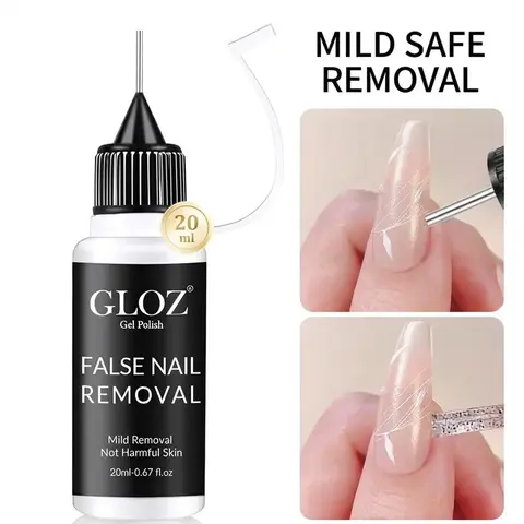 GLOZ Nail Glue Remover Gel for Press On Nails 20ML, Hema-Free Glue Off Easy Removal Fake Nails Debonder for Nail Tips, Regular Polish, Quick Glues & Semi-Cured Stickers, DIY Manicure Supply