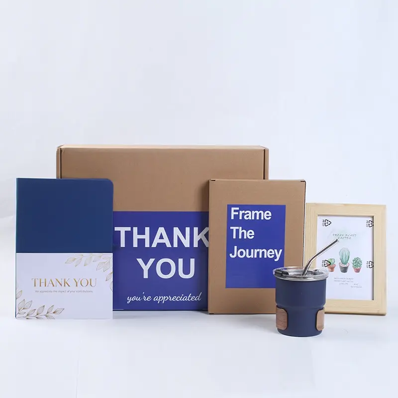 Thank You Gift Set for Office Colleagues with ThankYou Card, Tumbler, Photo Frame and Notebook. Available in Four Colors: Royal Blue, Pine Green, Beige, and Pink