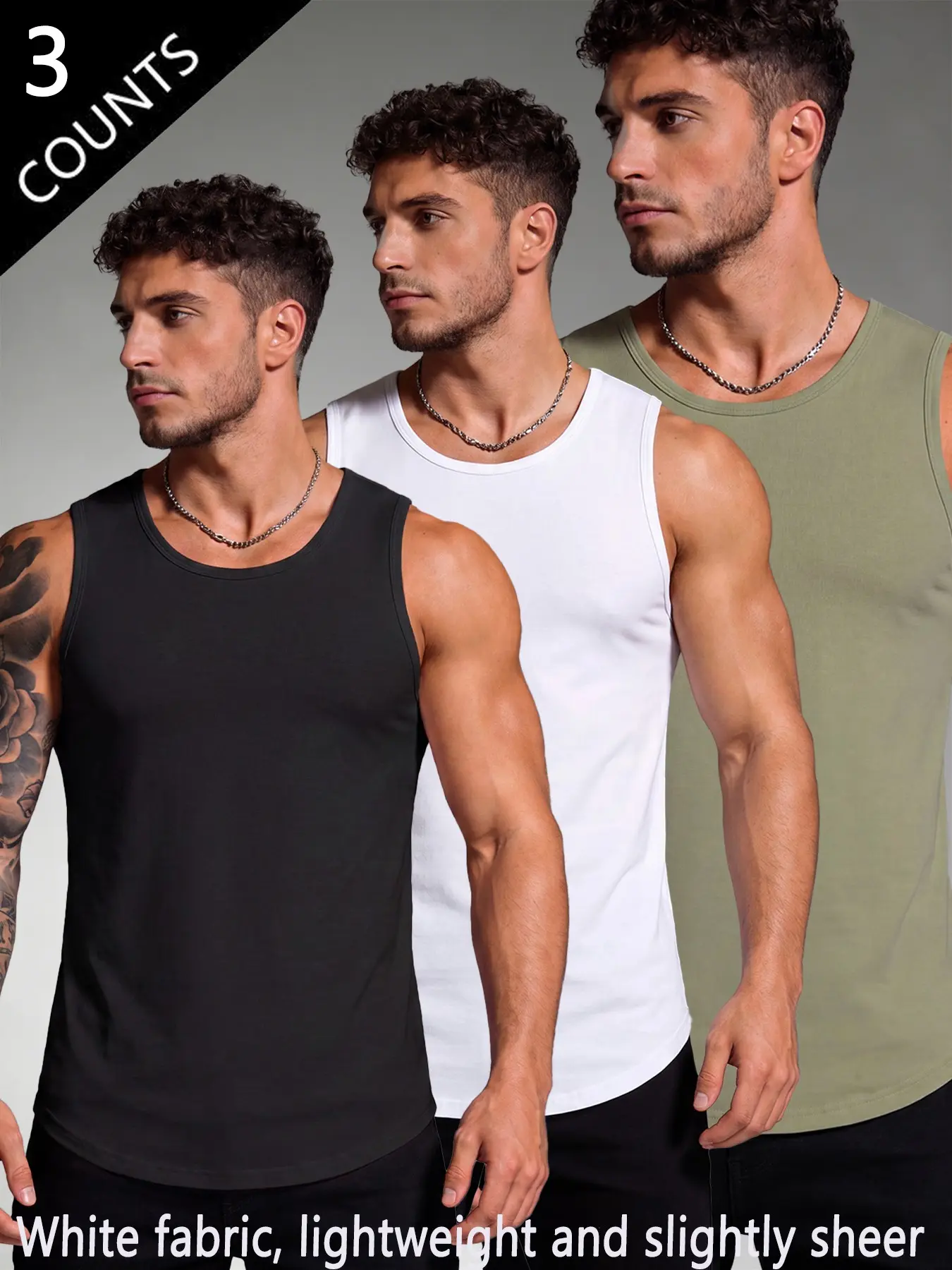 Men's Slim Fit Ribbed Tank Top, Basic Crew Neck Sleeveless Muscle Shirt, Breathable Cotton Undershirt for Gym, Workout & Casual Wear, Workout Clothing, Gymswear, Sports Tank Tops, Athletic Tank, Workout Activewear, Fitness Exercise Wear