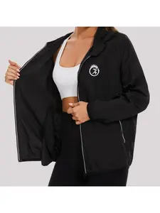 1PC Women's Hooded Zipper Polyester Windproof Outdoor Sports Long Sleeve Rain jackets Zipper Hooded Design Pocket Storage