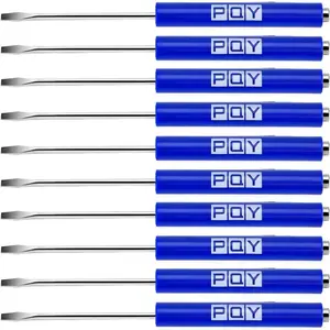 10Pcs Mini Pocket Magnetic Screwdriver with Clip, Slotted Flat Head for Mechanics & Electricians, Blue