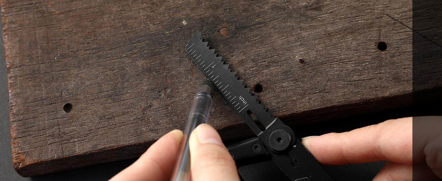 Carabiner Multitool 8-in-1 EDC With Pocket Knife, Serrated Knife, Rope Cutter, Screwdriver, Can Bottle Opener, Ruler, Survival Gear For Camping Climbing Hiking, Gifts For Men (Black)