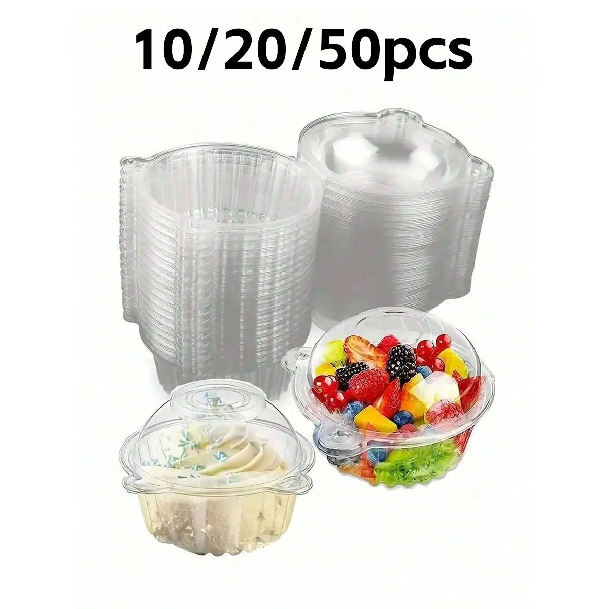 Transparent Plastic Cake Cups Box, Muffin Dessert Cupcake Box, Disposable Stackable Cupcakes with Lid, Party Wedding Packaging Container