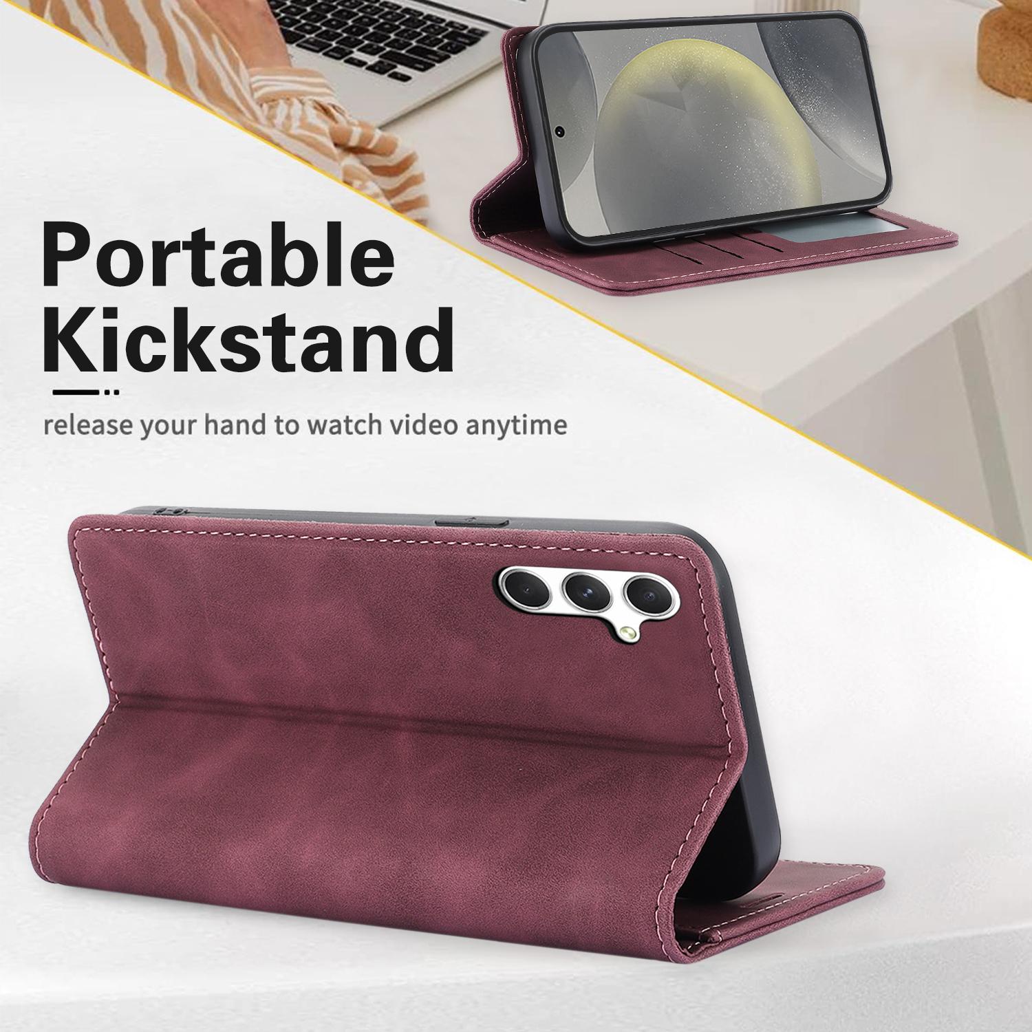 Leather Magnetic Flip Wallet Case with Card Slot, Compatible with Samsung S26 Ultra S25 S24 S22 S21 S20 S10 Plus , Flip Cover Card Holder