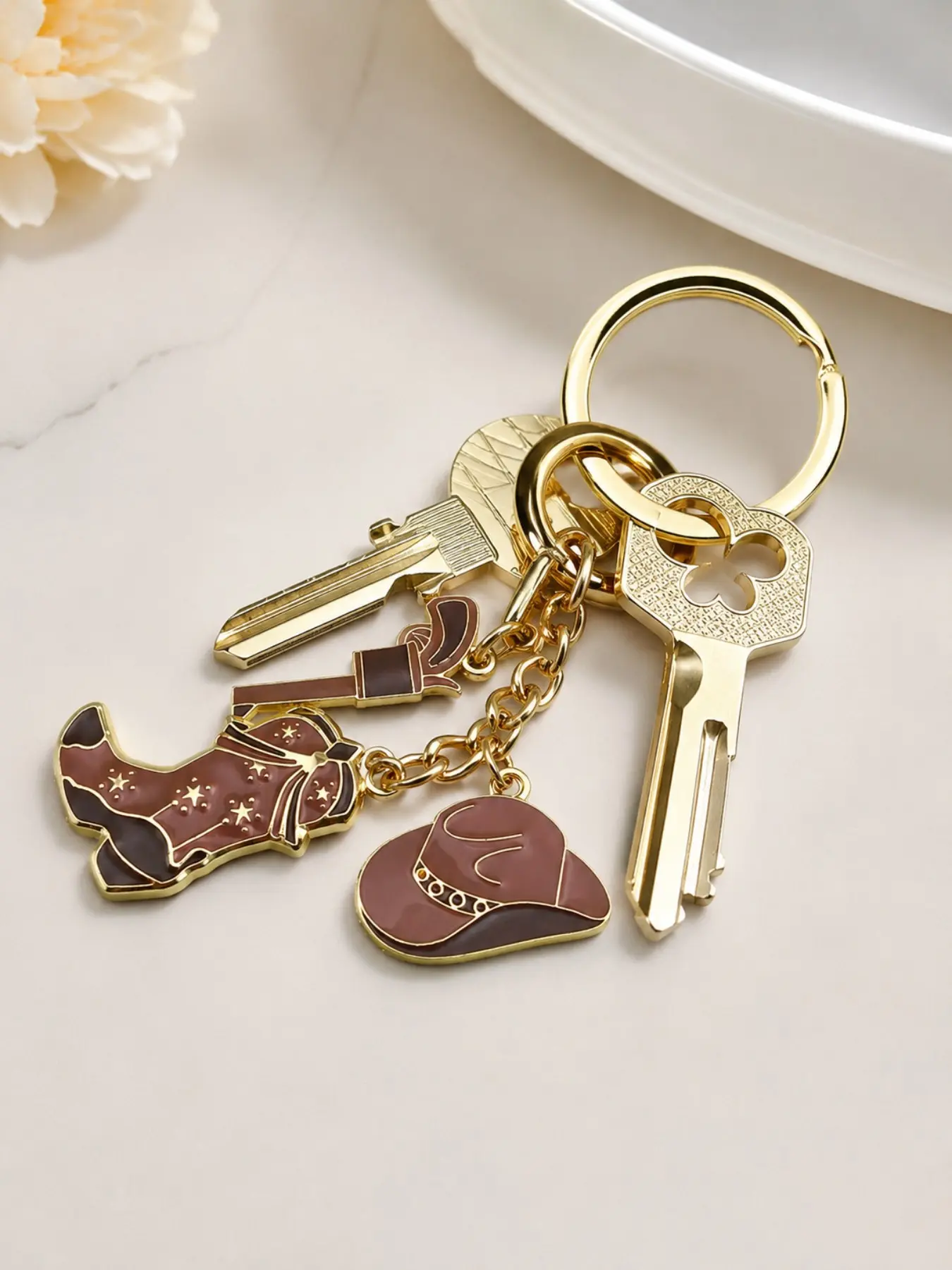 Cute Cowgirl Bag Charm Western Cowboy Boot Keychain, Trendy Purse Pendant Accessories for Women Girls