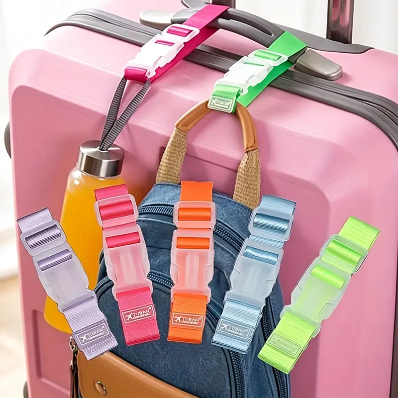 4pcs Random Color Adjustable Luggage Straps ,Heavy-duty Travel Safety Belt System, Quick-release Buckles and Detachable Design, Available in Multiple Colors and Portable Versions, Suitable for Cars, Airplanes, Trains, and Buses