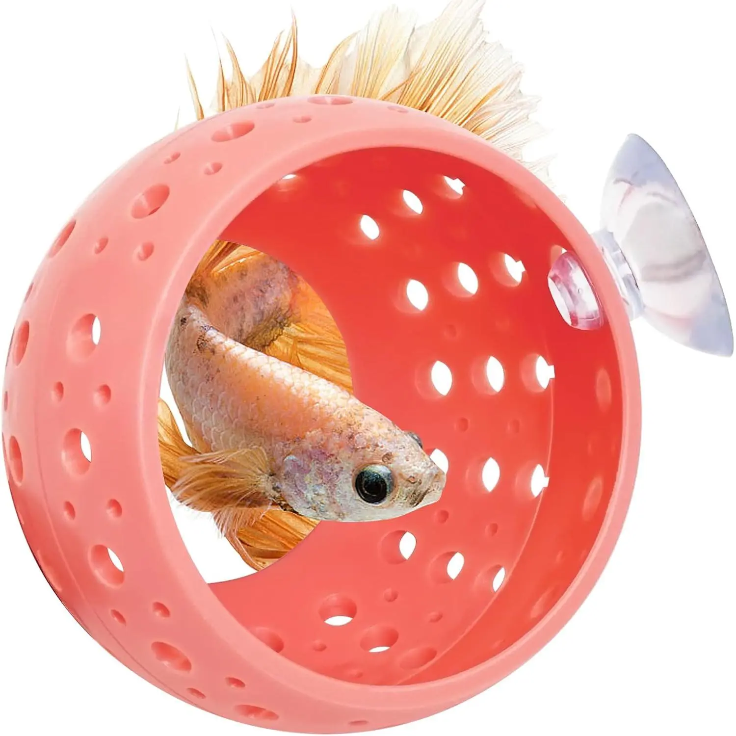 Betta Tunnel Aquarium Betta Fish Hideout with Suction Cup Fish Tank Tunnel Shrimp Cave Aquarium Decor Fish Tank Accessories for Small Fish Shrimp Betta Guppy Hiding Resting (Pink)