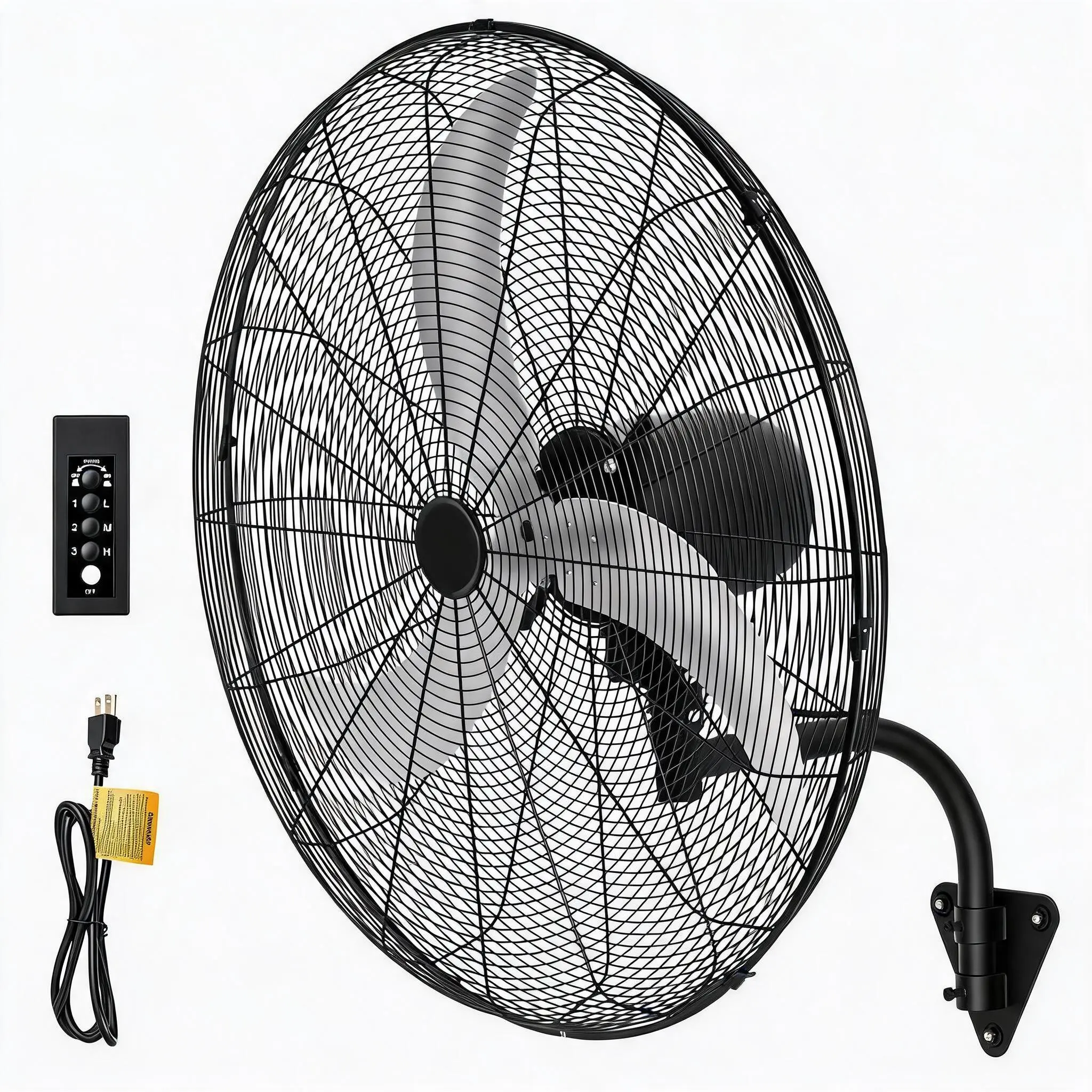 24/30 Inch Industrial Wall Mount Fan, Heavy Duty Waterproof Oscillating Wall Mounted Fan with 7000 CFM, High Velocity 3 Speed & Adjustable 30° Tilt Metal Fans for Garage, Warehouse, Greenhouse, Workshop, Patio, Factory and Basement