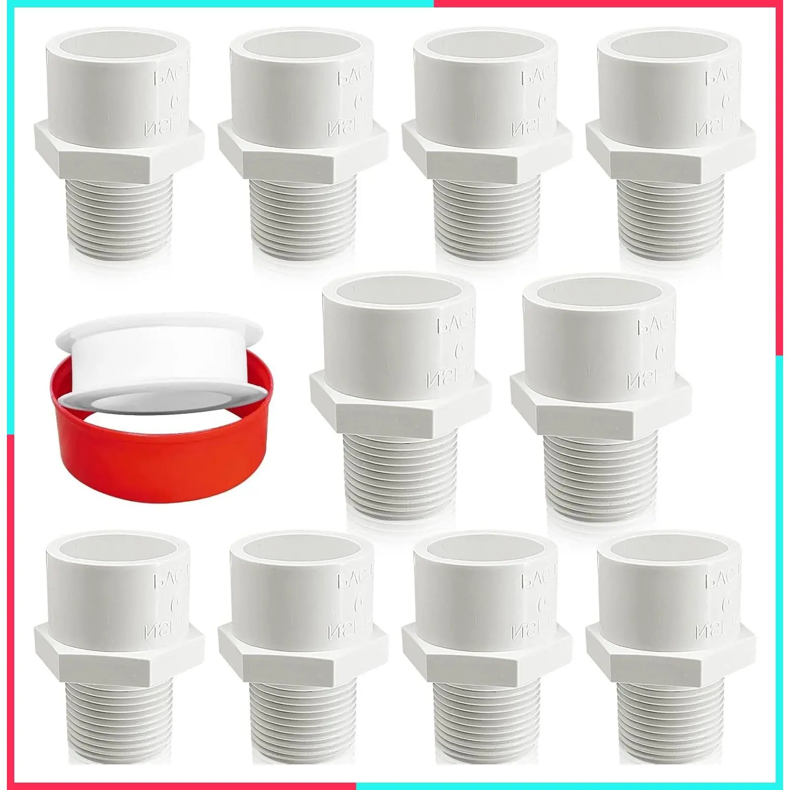 10Pcs White PVC Pipe Fitting Adapter, 1" NPT Male Thread Connector, Socket x NPT Male Coupling for Sch40 PVC Pipe