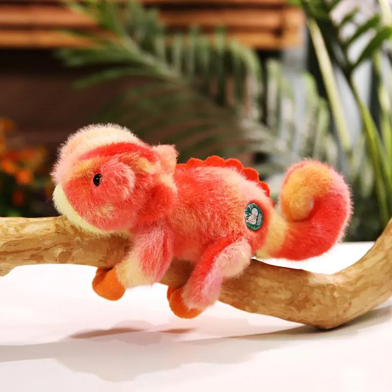 20cm Cartoon Colorful Cute Chameleon Plush Doll Simulation Magnetic Reptile Plush Toy Home Decoration Gift For Children