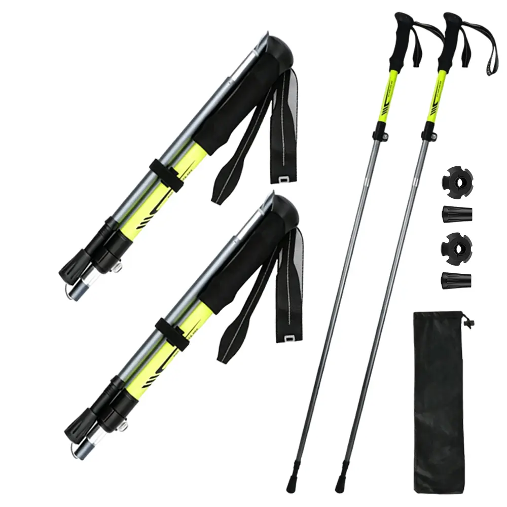 Collapsible Hiking Trekking Poles with EVA Grips | Adjustable Height, Compact Travel Design, Aircraft-Grade Aluminum, Walking Sticks for Men & Women, 2pc Per Set
