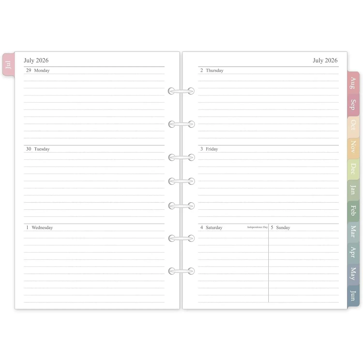 2026-2027 Weekly & Monthly Planner Refill, 5.5"x8.5", A5 Medium Planner Inserts with Colorful Monthly Tabs, Size 4, July 2026 - June 2027, 7-Hole Punched