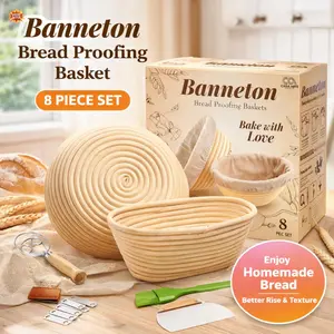 Comprehensive Sourdough Baking Kit - Danish Whisk, Bread Lame, Proofing Baskets, Dough Scrapers, Brush, and Liners for Bread Making
