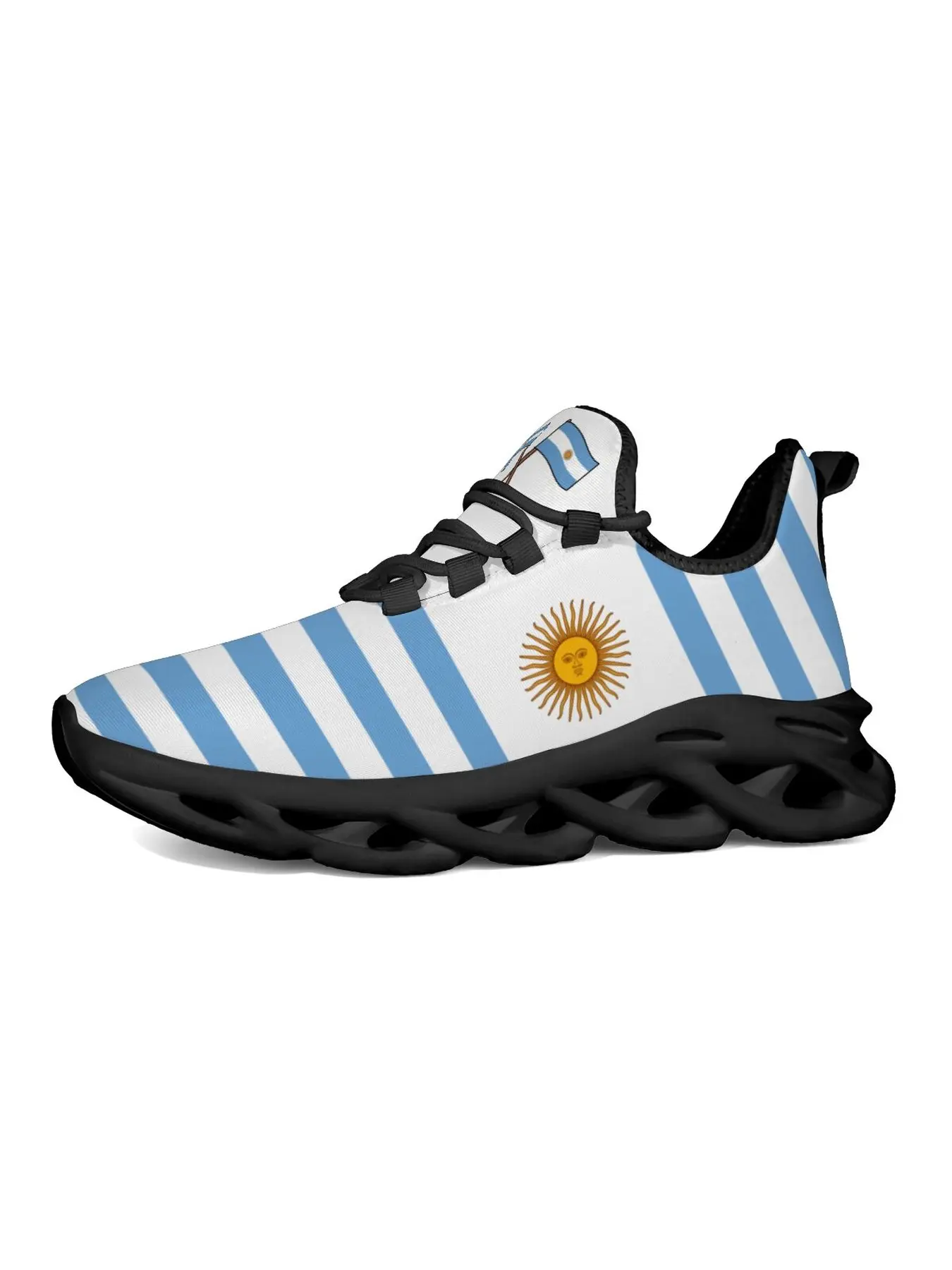 Argentina Sun Pattern Design Man Woman Lace Up Blade Sneakers Breathable Thick Sole Athletic Shoes National Flag Print Non Slip Casual Athletic Walking Trainers