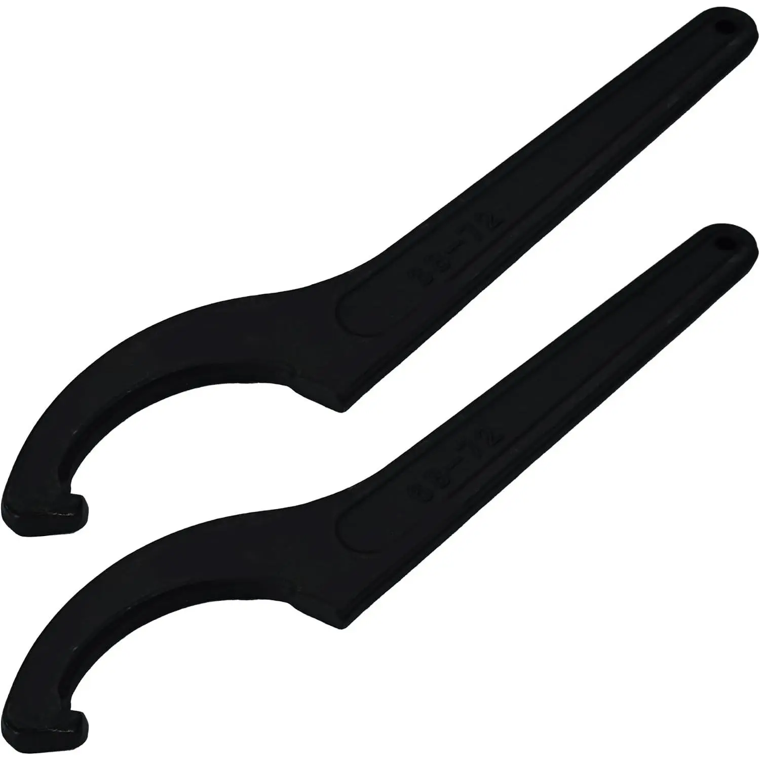 2Pcs C Hook Spanner Wrench, Adjustable Black Oxide Tool for 68-72mm Round Nut, Carbon Steel Collet Chuck, Multi-Function Household Repair Tool