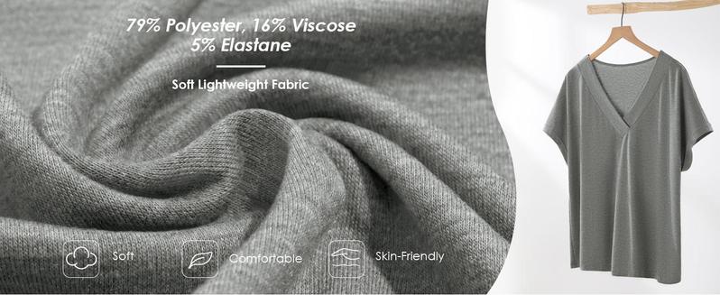 【XL-5XL】Imily Bela Curve Womens Plus Size V Neck T Shirts Short Sleeve Summer Dressy Casual Tunic Tops Loose Fit Tees Blouse