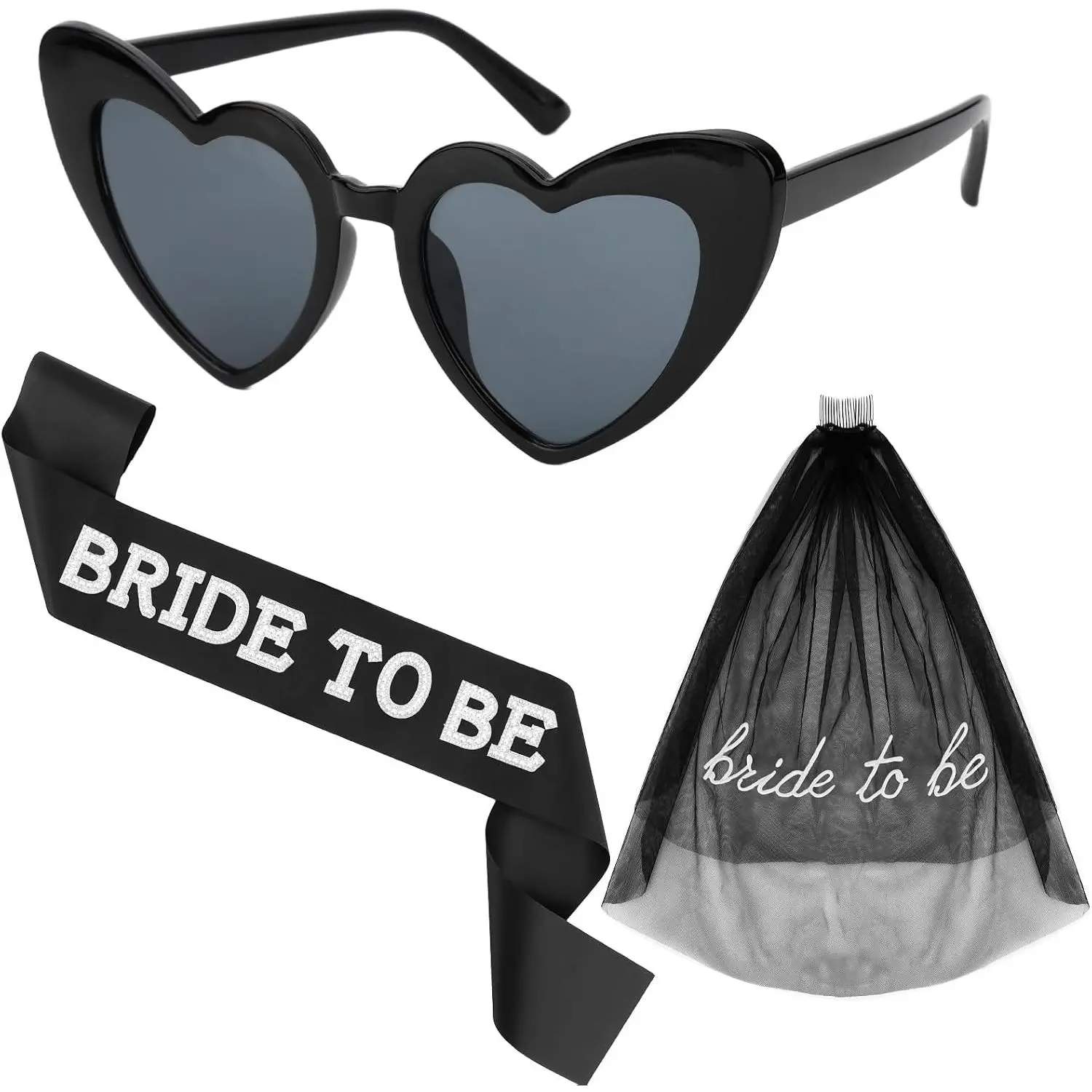 Bachelorette Party Favors Wedding Veil Sash Heart Shaped Sunglasses Bachelorette Gifts for Bride