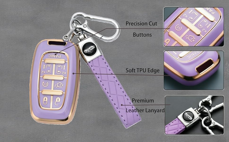 Key Fob Cover for Chrysler Pacifica, 7 Button Soft TPU Key case for 2017-2025 Touring, Pinnacle, Limited, Voyager, 2020 Proximity, Smart Remote Keyless 68217832AC, 68217832AB, M3N-97395900