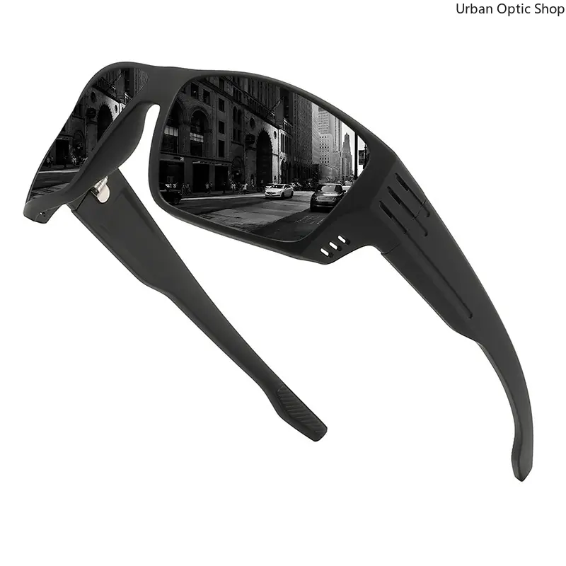 XUH Wrap Around Sport Sunglasses, Matte Black Frame Mirrored Lenses, Lightweight Durable Eyewear for Driving, Cycling & Outdoor Activities