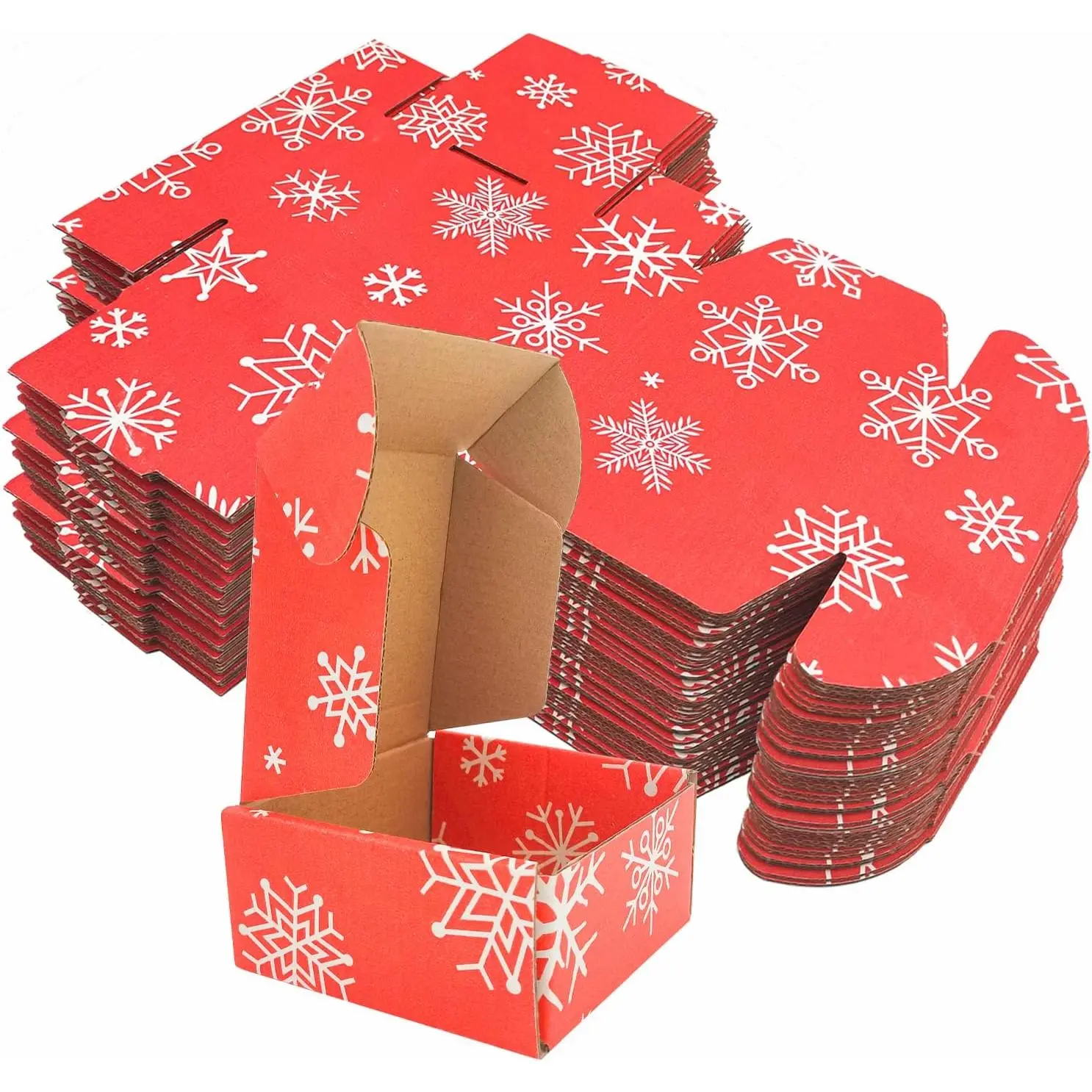 Green Recyclable Cardboard Small  Mailer Boxes for Shipping Packaging Craft Gifts Giving Products (Red and White, 4 x 4 x 2 Inch)