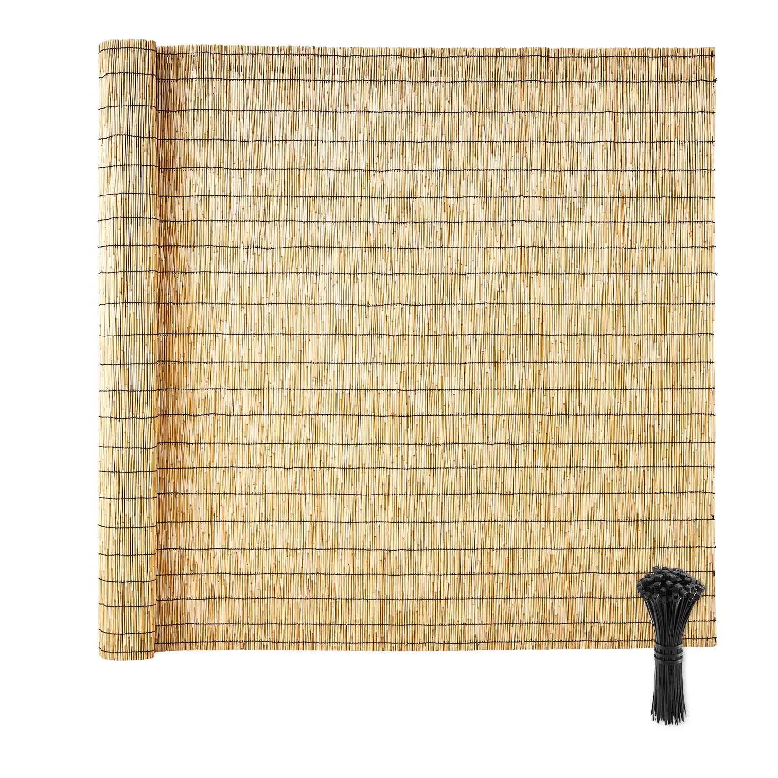 VEVOR Natural Reed Fencing Roll, 5.58x16.4ft Breathable Privacy Screen with Zip Ties, Decorative Fence Divider for Backyard, Garden Outdoor Use