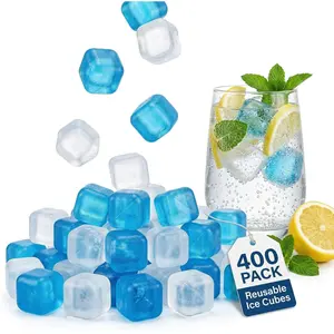 400 Pack Reusable Ice Cubes for Coolers Drinks, BPA-Free Plastic Cubed Ice Packs for Lunch Boxes, Non-Diluting Refreezable for Outdoor Ice Bath Whiskey Coffee Bars Party Camping