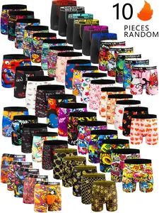 Men's Graphic Print Boxer Brief, Casual Comfy Breathable and Soft Underwear for Daily Wear, Mens Underwear for All Seasons, Undergarments, Stretchy Boxer Briefs