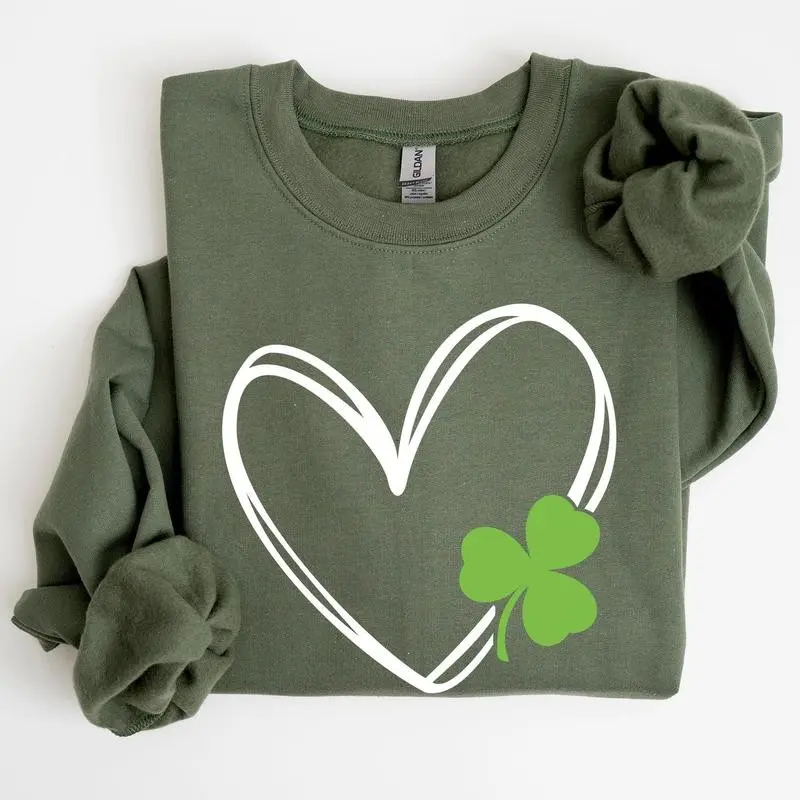 Double Heart And Shamrock St Patrick's Day Sweatshirt