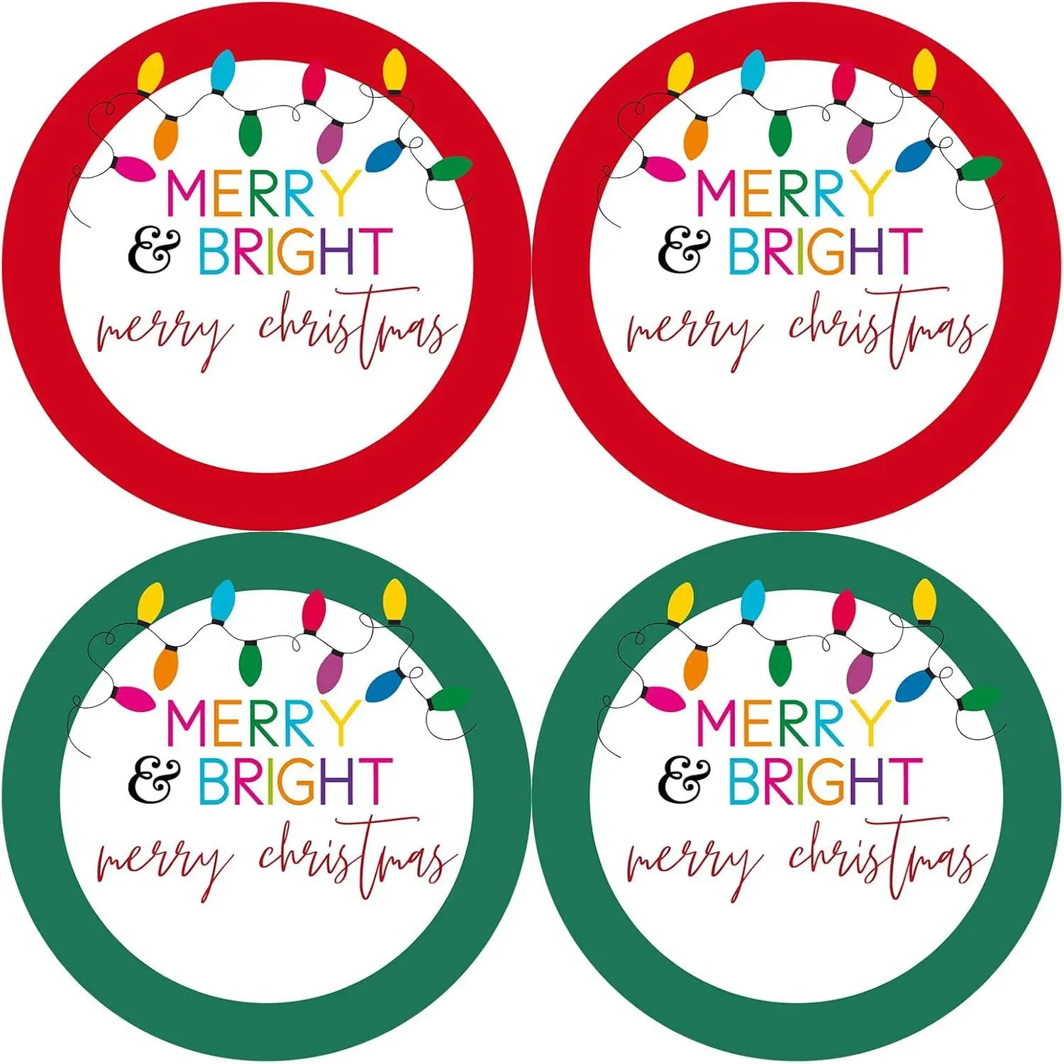 Merry and Bright Stickers - 2 Inch 120 count Merry Christmas Stickers Large Christmas Name Tags Sticker Holiday Sticker for Cards Craft Envelope Seals Ornaments