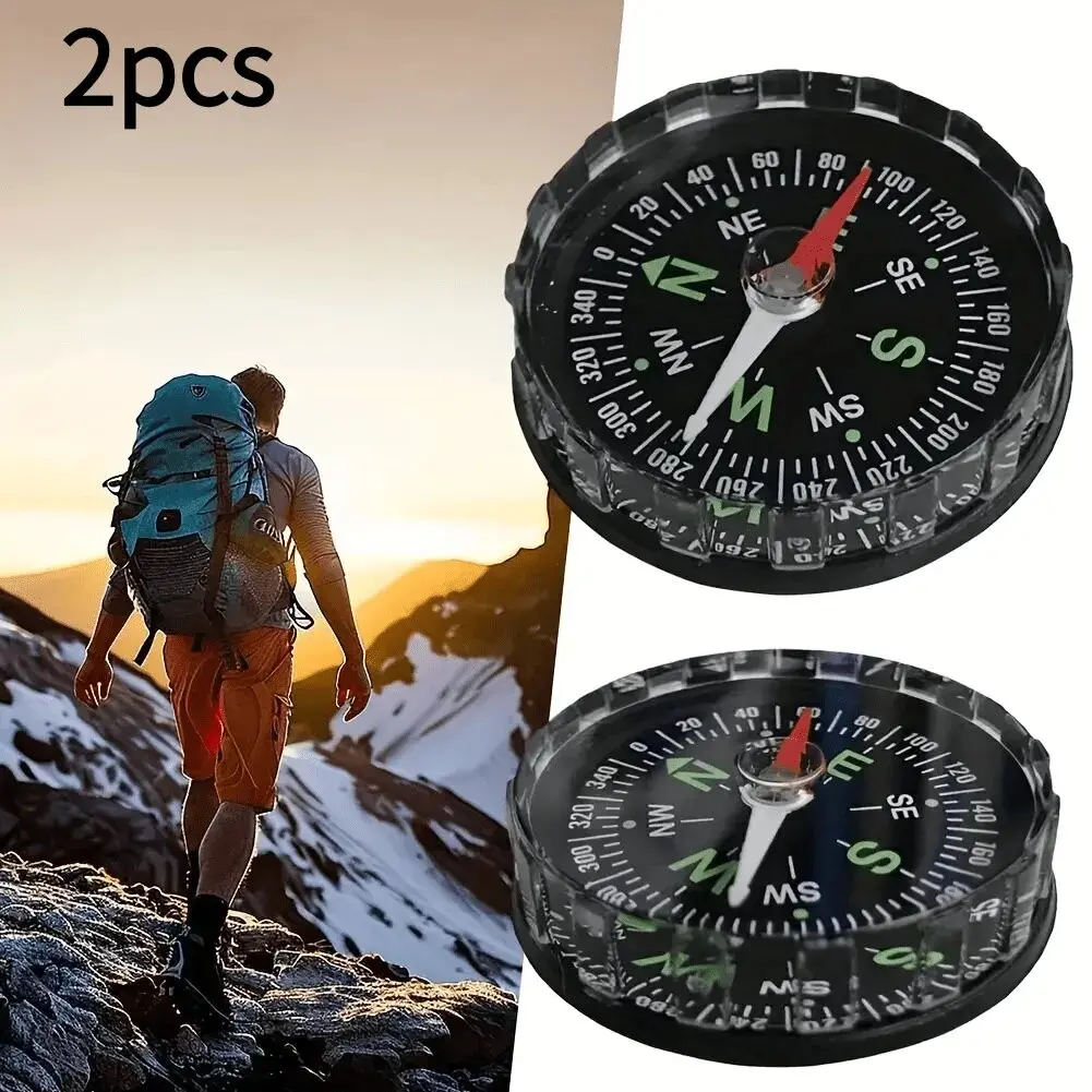 2-Piece Outdoor Mini Compass Set, Portable Navigation Gear, Essential Tool for Hiker, Hiking and Trekking, Orienteering Must-Have
