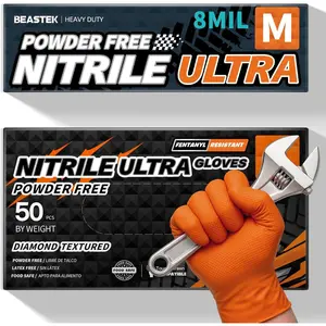 Disposable Gloves, 8Mil Latex &  Free  Resistant Heavy Duty Cooking  Glove Orange 50 count