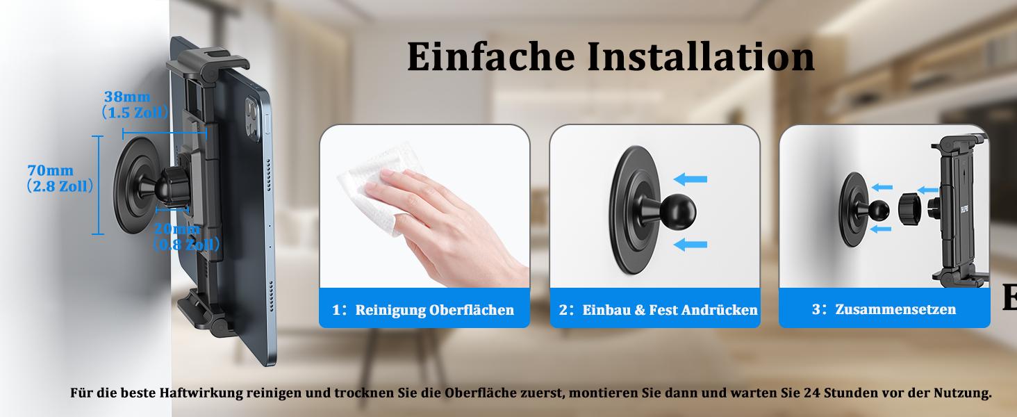 OHLPRO Tablet Wall Mount Holder, iPad Holder Wall with Adhesive Base Universal Mobile Phone Wall Mount Tablet Holder No Drill Compatible with 5-13 Inch iPad Smartphone Galaxy Tab Switch eReader