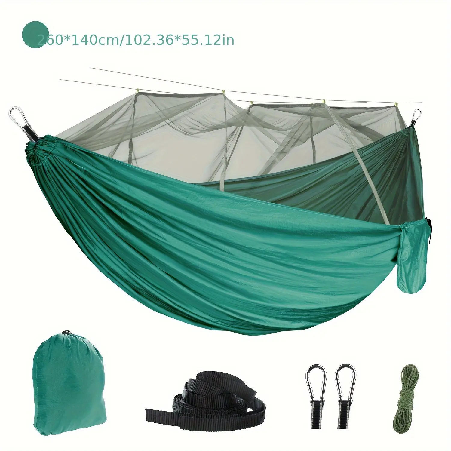 The Outdoor Hammock Comes with a Mosquito Net And Is Made of Ultra-Light 210T Nylon Fabric for Easy Portability. It Is Suitable for Hiking, Camping, And Other Outdoor Activities. It Includes Two 3-Meter Straps, Two 6-Meter Mosquito Net Ropes