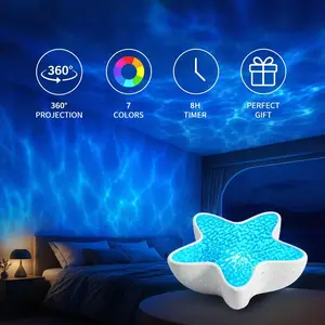 Starfish 7-Color Ocean Wave Projector Lamp, Planetarium Star and Space Projector, Starry Projector, Cute Room Decor and Romantic Gift for Family and Friends #GLOBAL PICKS