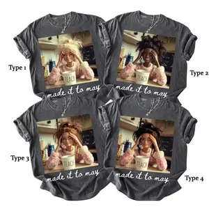 Unisex Teacher T-Shirt, Funny 'Made It To May' Meme Graphic Top, Shortsleeve Round Neck Cotton Shirt for Summer Break