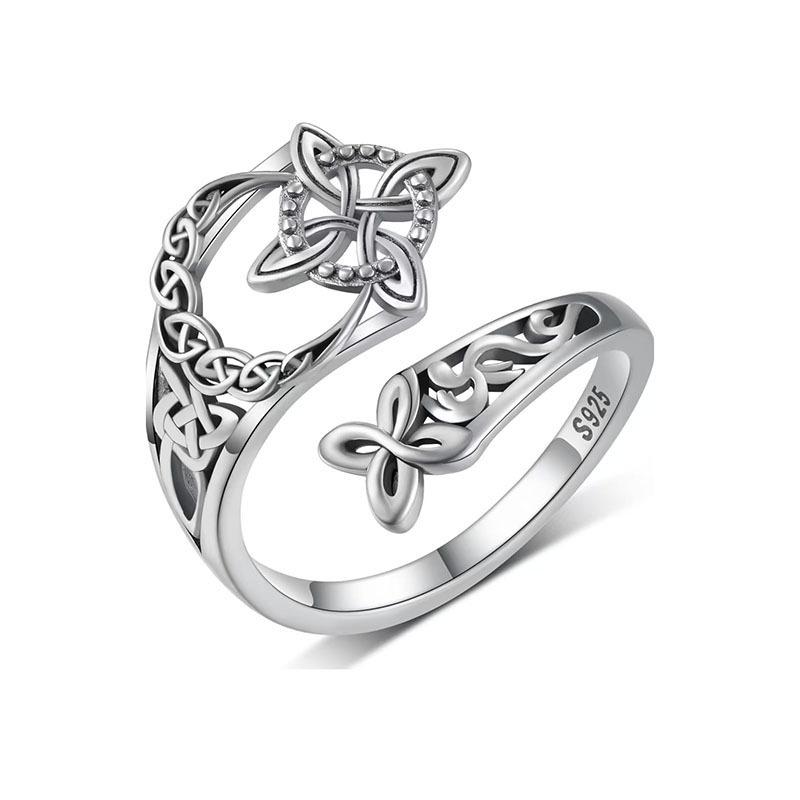 925 Sterling Silver Celtic Knot Ring Witch Knot Ring Nudo de Bruja Plata 925 Original Sterling Silver Adjustable Witch Knot Rings Open Ring Hecate Ring Pagan Witchtok Protection Witchy Jewelry for Devotion for Ceremonyfor Women