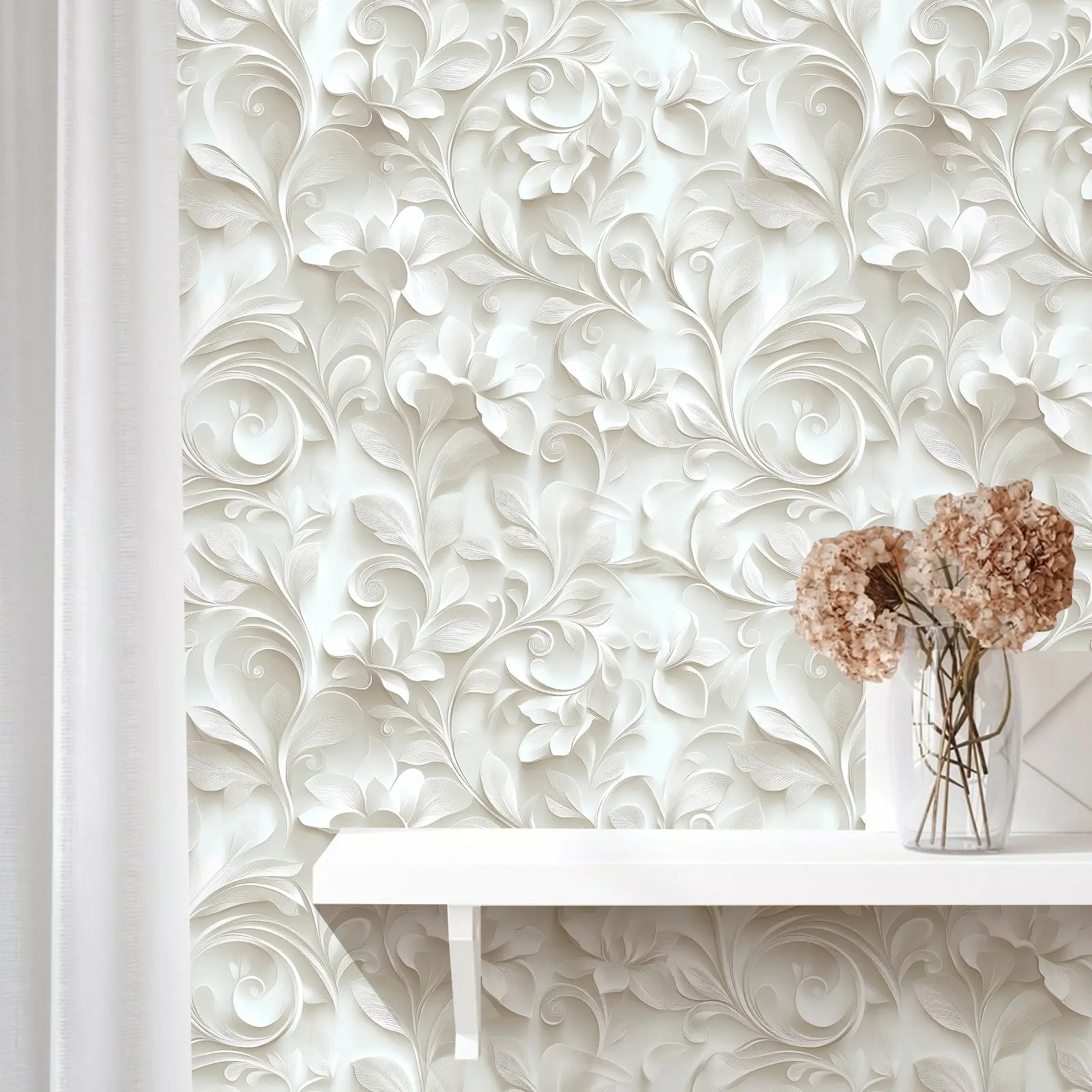 Self-Adhesive Embossed Decorative Wallpaper, European Luxury Style, Removable Without Glue, Ideal for Living Room, Bedroom, Kitchen, Bathroom Decor