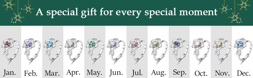 Adjustable 925 Sterling Silver Anxiety Ring for Women Birthstone Rings  Open Flower Rings Spin Rings Fidget Jewelry Aquamarine Zircon