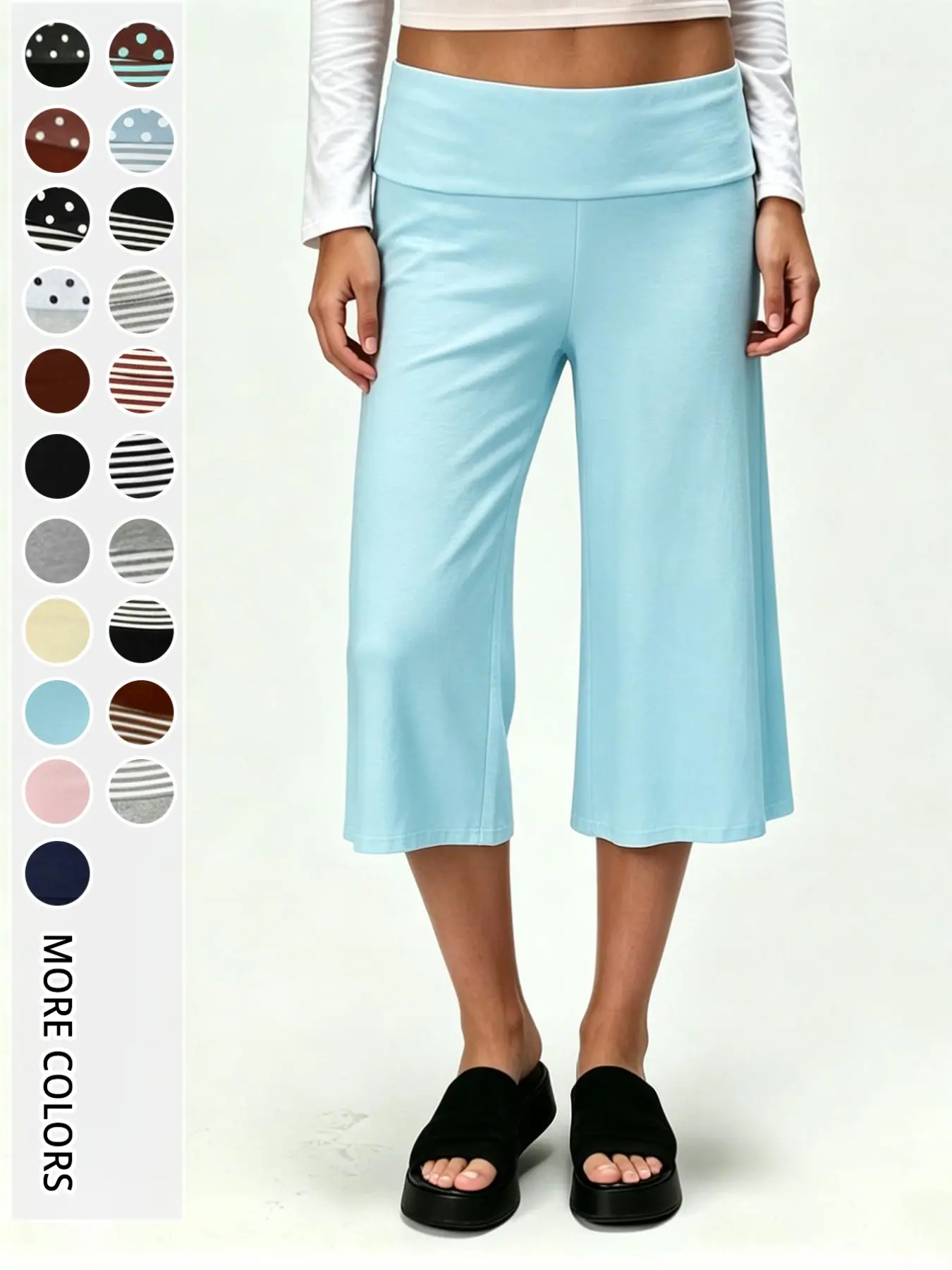 Women's High Waist Wide Leg Pants, Chic Vintage Elegant Casual Style Seven-Point Commuter Trousers, Slimming Drape Fit, Comfortable Office Wear