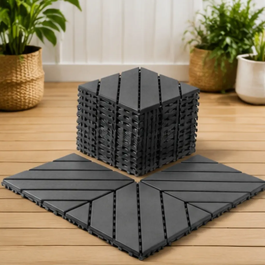 ARCH Plastic Interlocking Decking Tiles, 44-Pack 12x12 in Waterproof Outdoor Flooring for Patio & Pool Deck, Dark Gray, All-Weather, Easy-Install for DIY Users, Home Improvement Building Supply