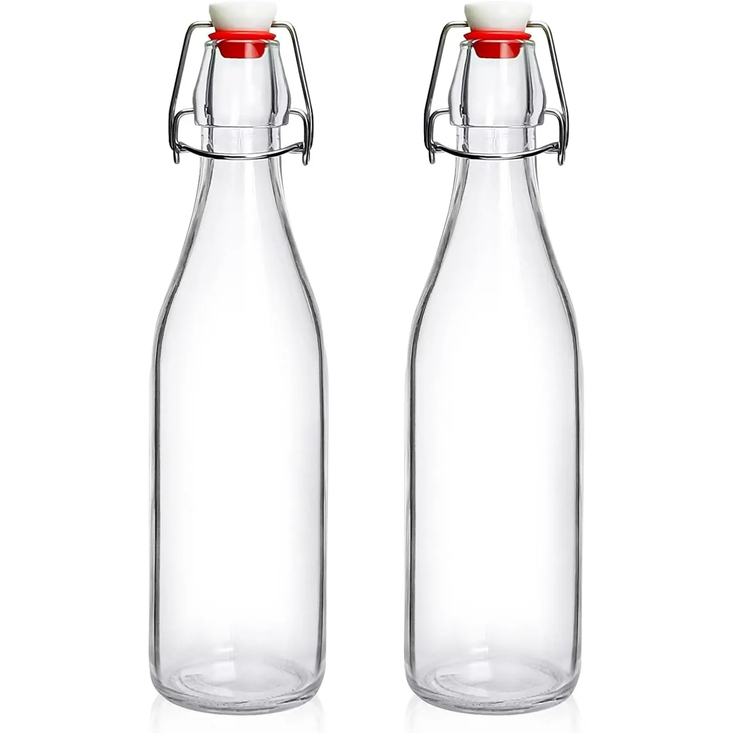2 Pack Swing Top Glass Bottles 16oz, Flip Top Glass Bottle with Airtight Lid for Fermentation, Kombucha, Mead, Vanilla Extract, Coquito, Vinegar, Beer, Kefir, Wine, Soda, Juice, Oil for Home Brewing